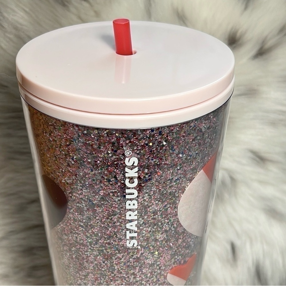 Starbucks Pink Glitter Limited Edition Valentine’s Hearts 24oz Tumbler New - Picture 7 of 17